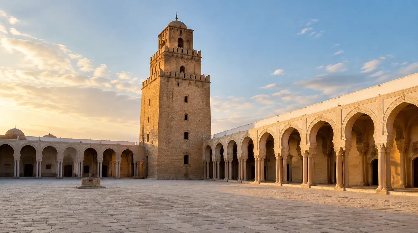 Cour et minaret de la Grande Mosquée de Kairouan